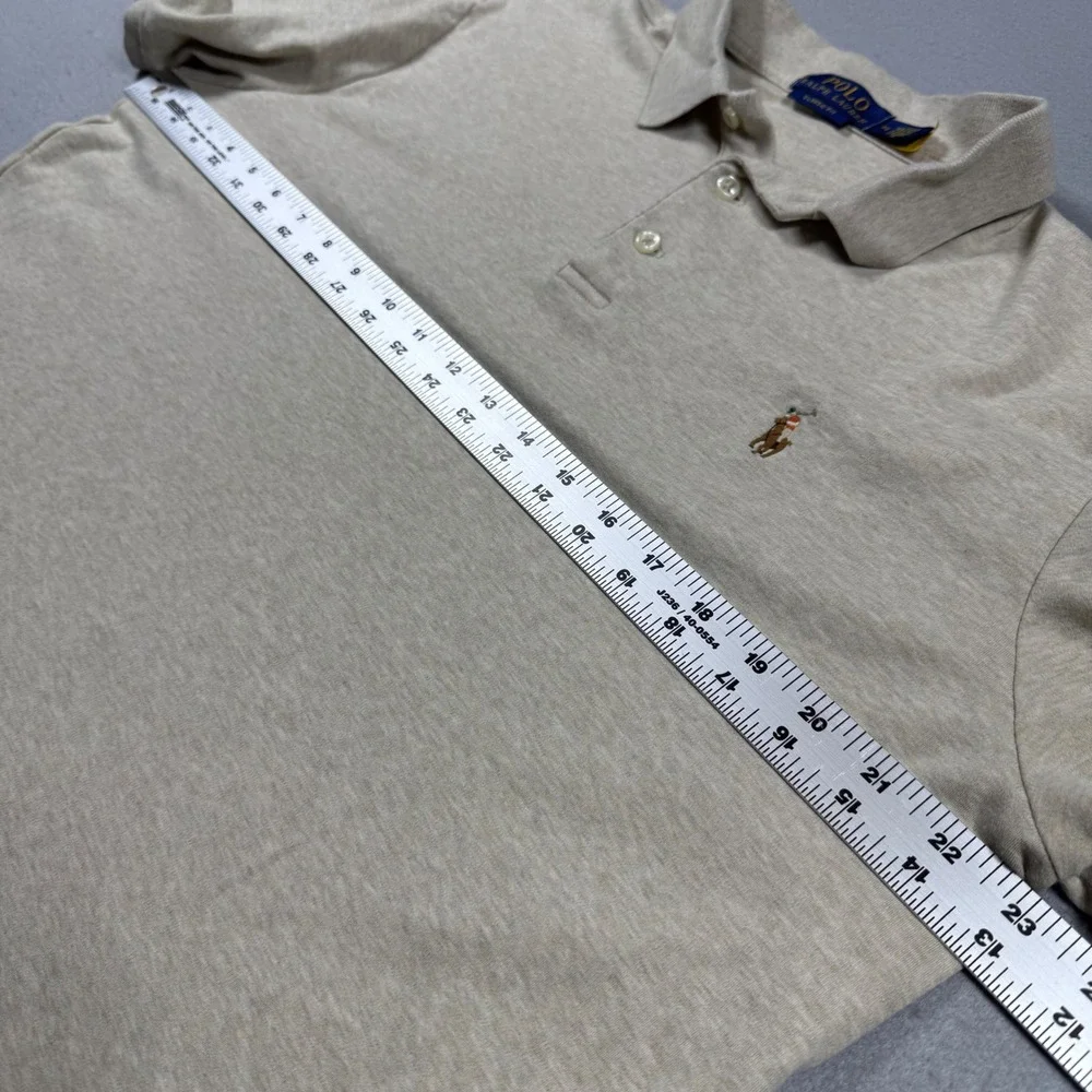 Polo Ralph Lauren Mens Classic Fit Short Sleeve Polo Shirt Beige Oatmeal Medium